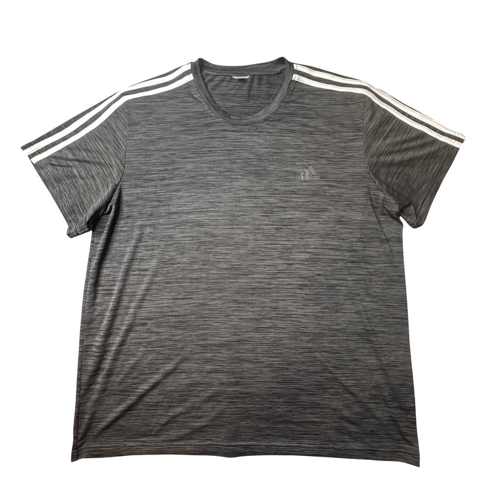 Adidas T-Shirt Mens XL Grey Space Dye EC1243 3-Stripe Short Sleeve Athletic Tee